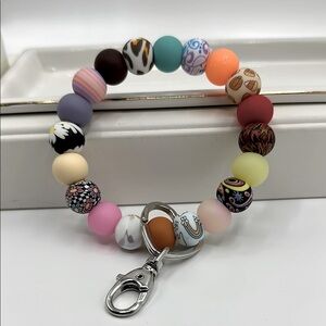 Misfit Decorative Silicone Beaded Wristlet, Hands Free Design, Keychain,Handmade